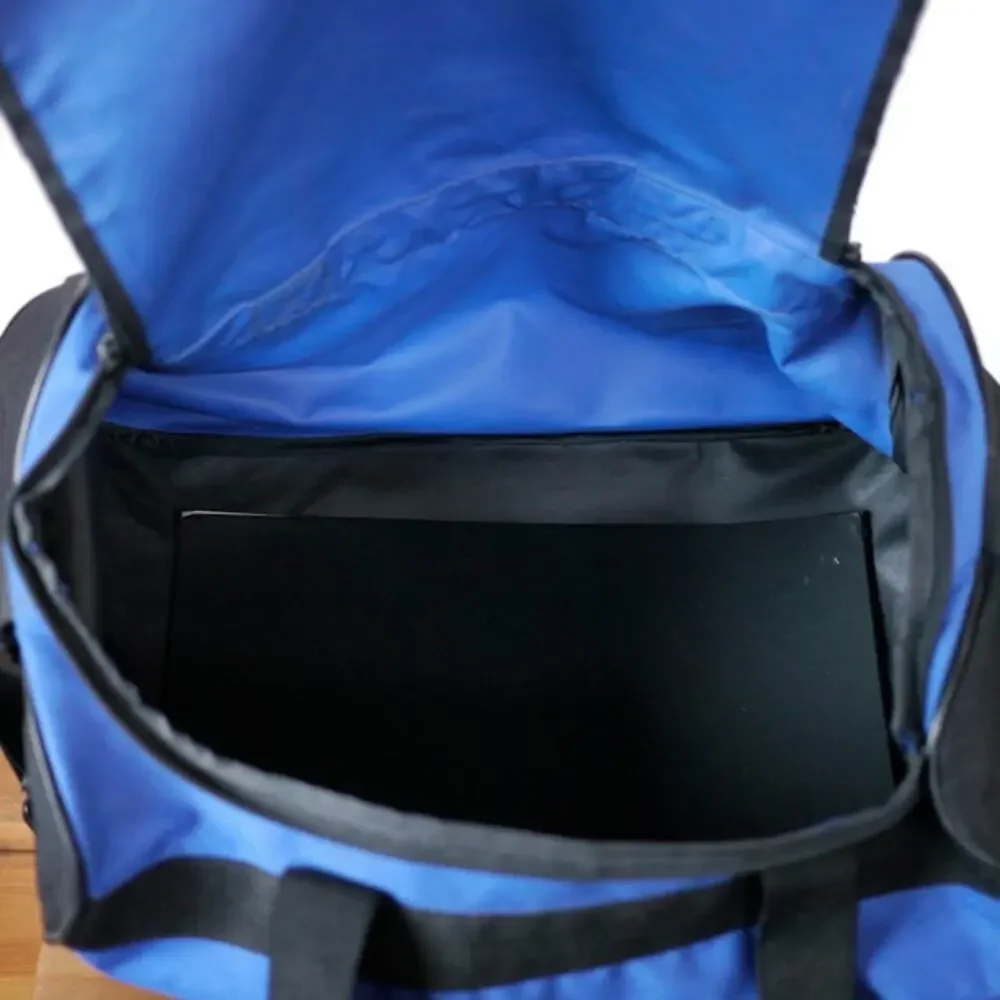 ADIDAS Black White Blue Duffle Travel Sports Gym Carry On Shoulder Bag 18x10x10